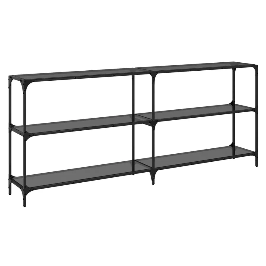Table console avec dessus en verre noir 194,5x30x81 cm acier - 6