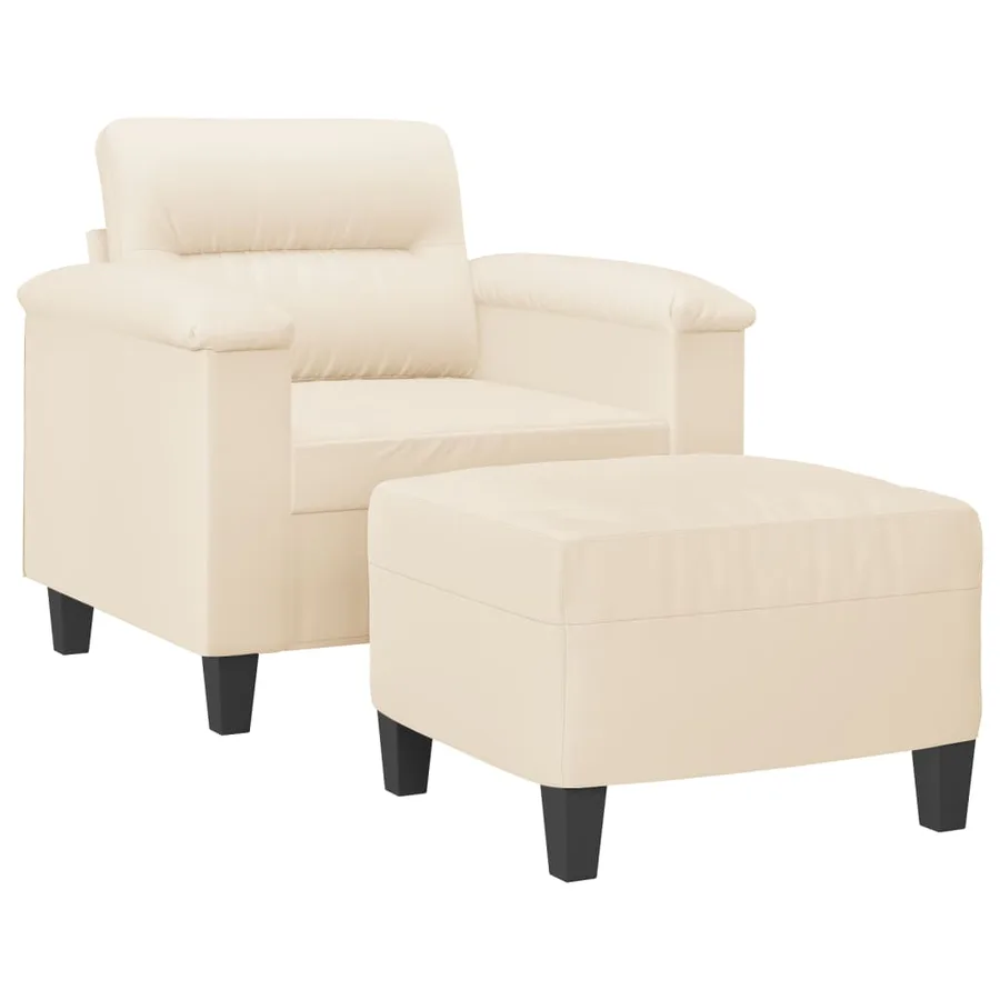 Fauteuil avec repose-pied Beige 60 cm Tissu microfibre - 3
