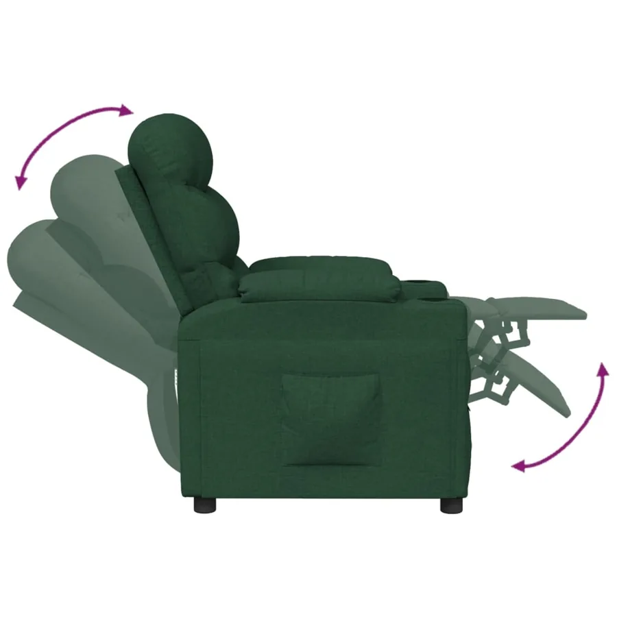 Fauteuil inclinable Vert foncé Tissu - 6
