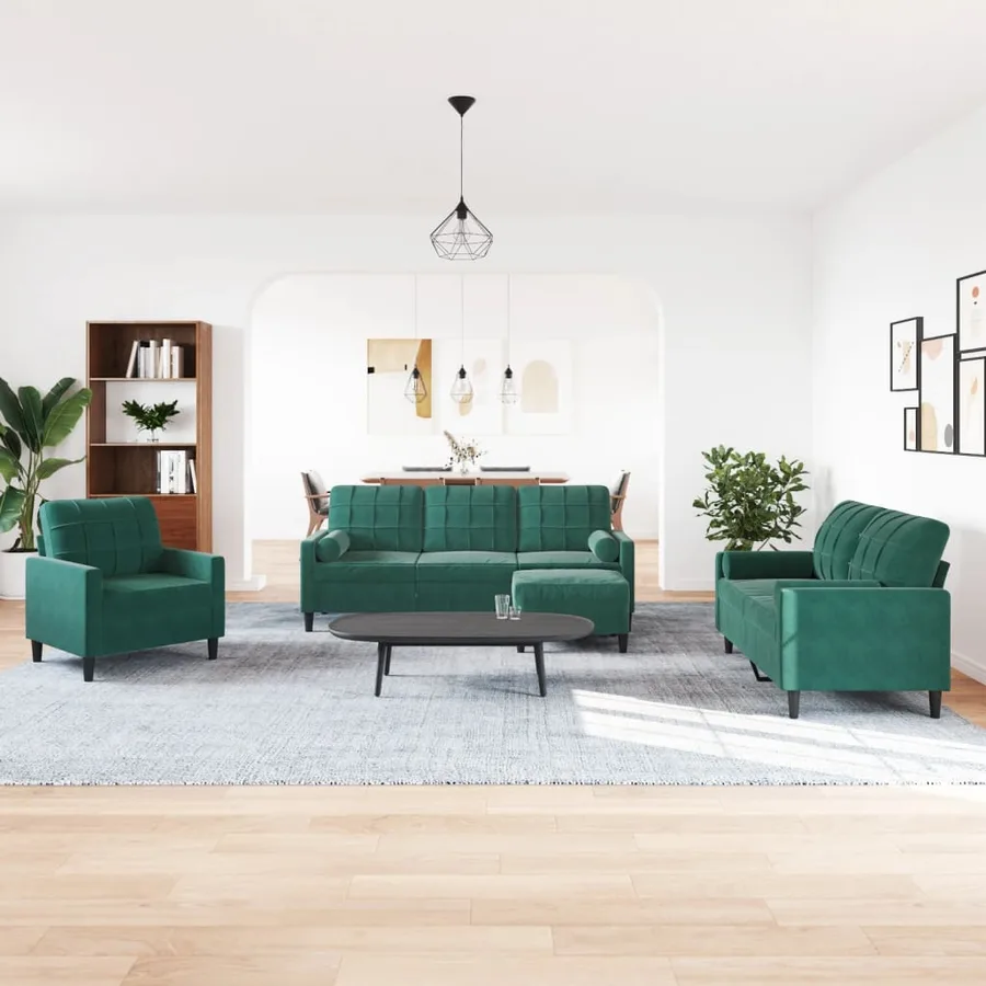 Ensemble de canapés 4 pcs avec coussins et traversins velours - 3