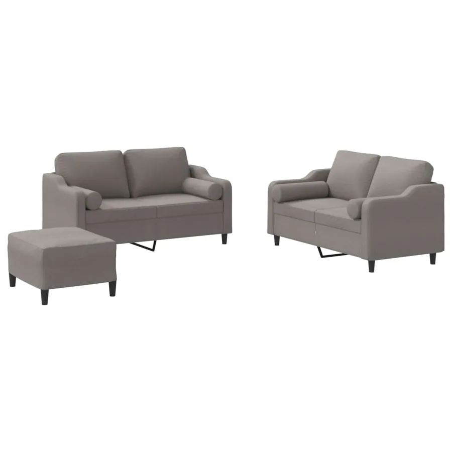 Ensemble de canapés 3 pcs avec coussins taupe tissu - 2