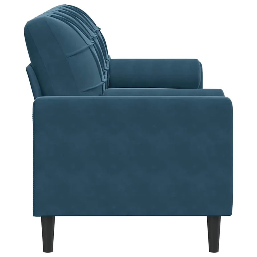 Canapé 3 places avec oreillers décoratifs bleu 180 cm velours - 4