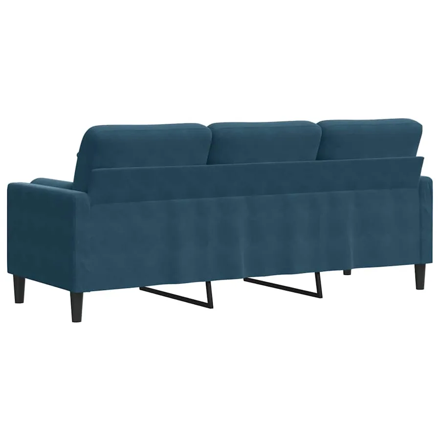Canapé 3 places avec oreillers décoratifs bleu 180 cm velours - 5
