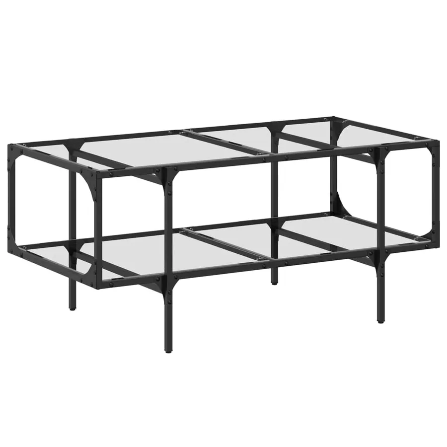 Table basse avec dessus en verre transparent 98,5x50x45cm acier - 2
