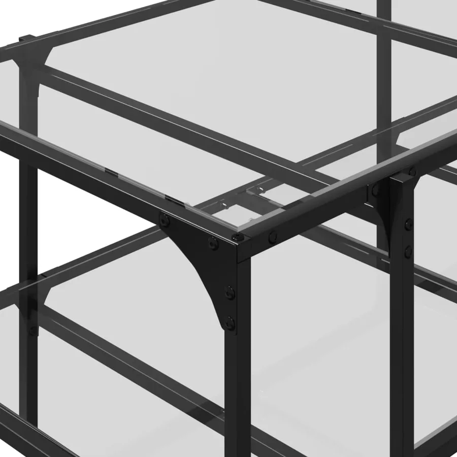 Table basse avec dessus en verre transparent 98,5x50x45cm acier - 8