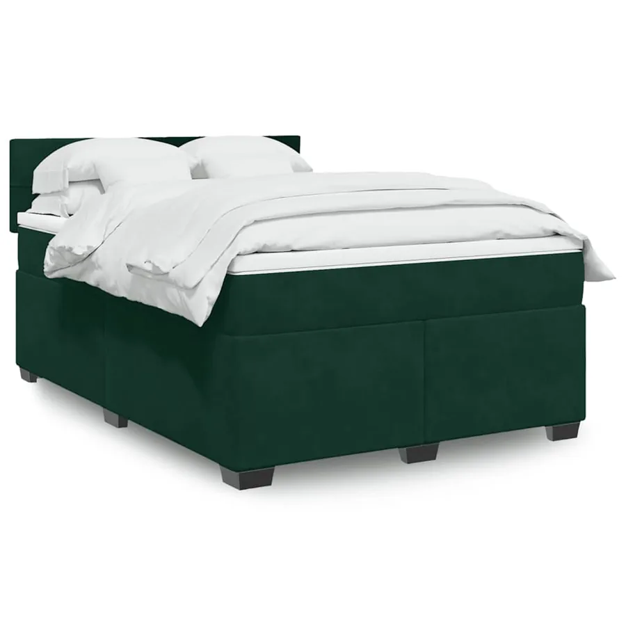 Sommier à lattes de lit et matelas Vert foncé 140x190cm Velours