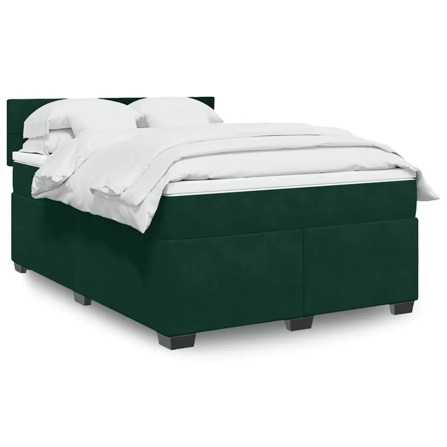 Sommier à lattes de lit et matelas Vert foncé 140x190cm Velours
