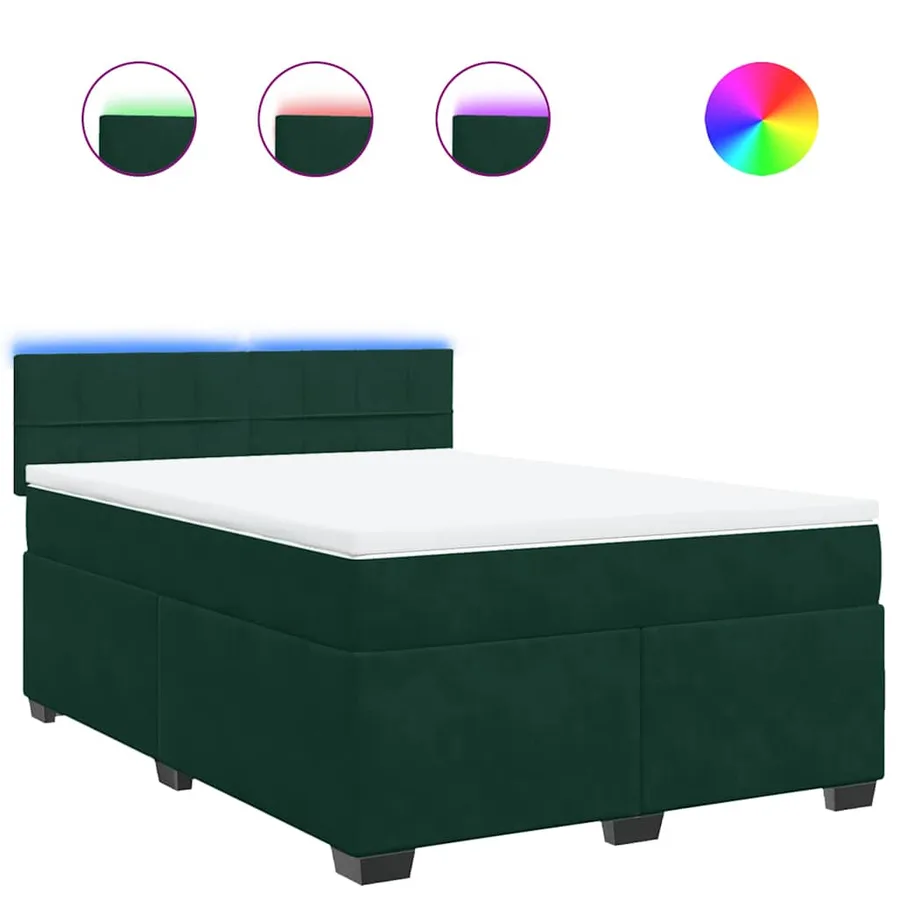 Sommier à lattes de lit et matelas Vert foncé 140x190cm Velours - 2