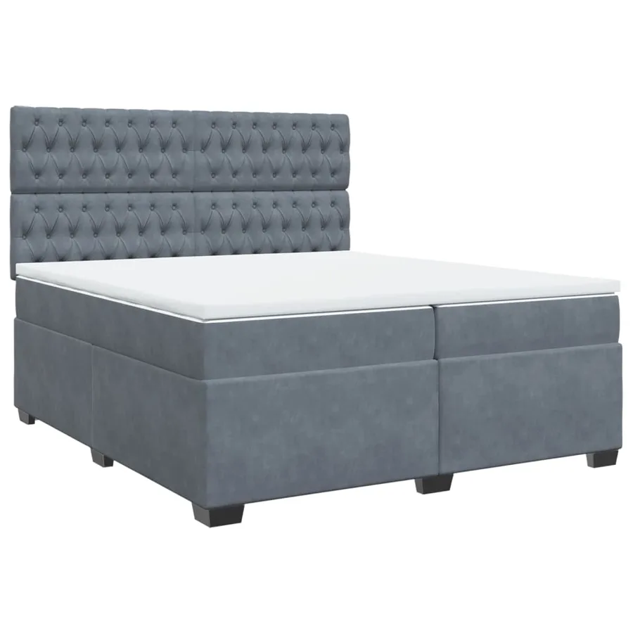 Sommier à lattes de lit et matelas Gris foncé 200x200cm Velours - 2