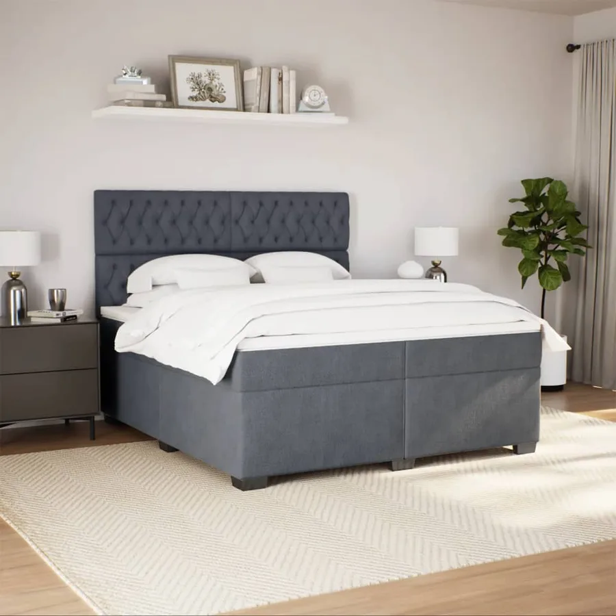 Sommier à lattes de lit et matelas Gris foncé 200x200cm Velours - 3