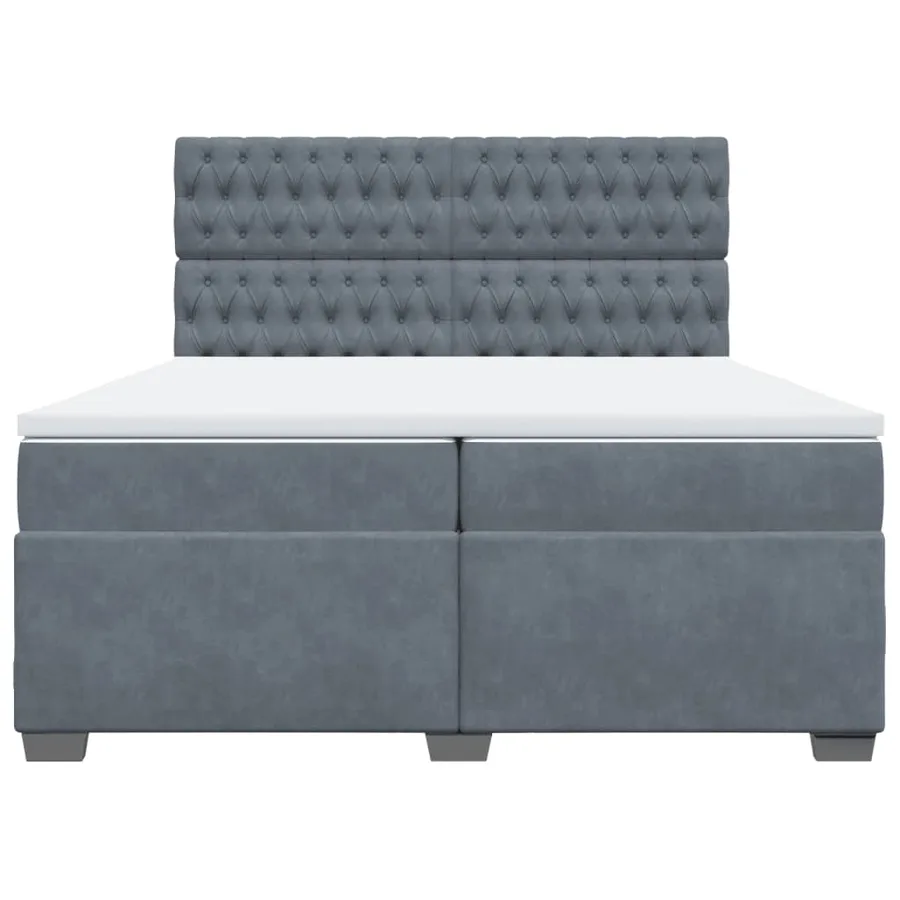 Sommier à lattes de lit et matelas Gris foncé 200x200cm Velours - 4