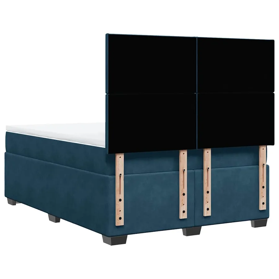 Sommier à lattes de lit et matelas bleu 140x190 cm velours - 12
