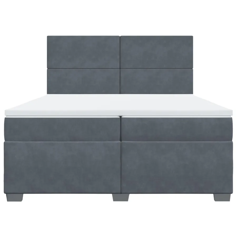 Sommier à lattes de lit et matelas Gris foncé 200x200cm Velours - 4