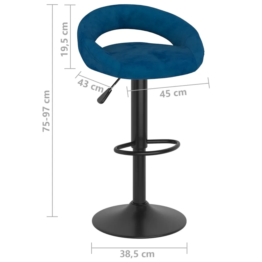 Tabourets de bar lot de 2 bleu velours - 8