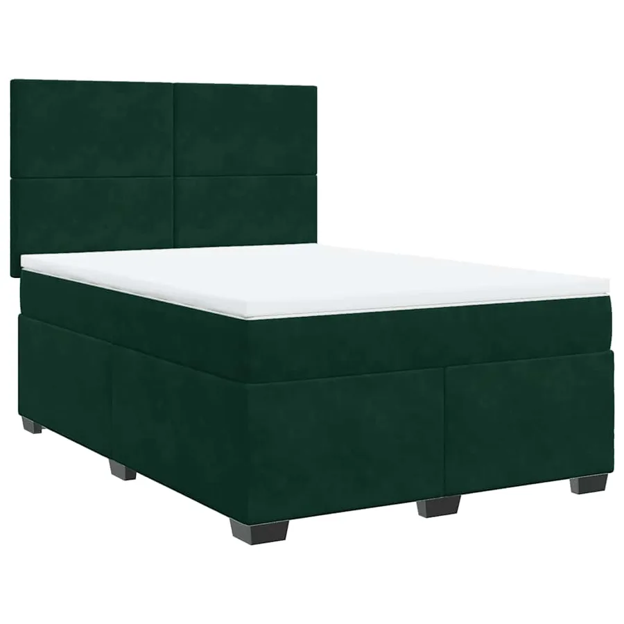 Sommier à lattes de lit et matelas Vert foncé 140x190cm Velours - 2