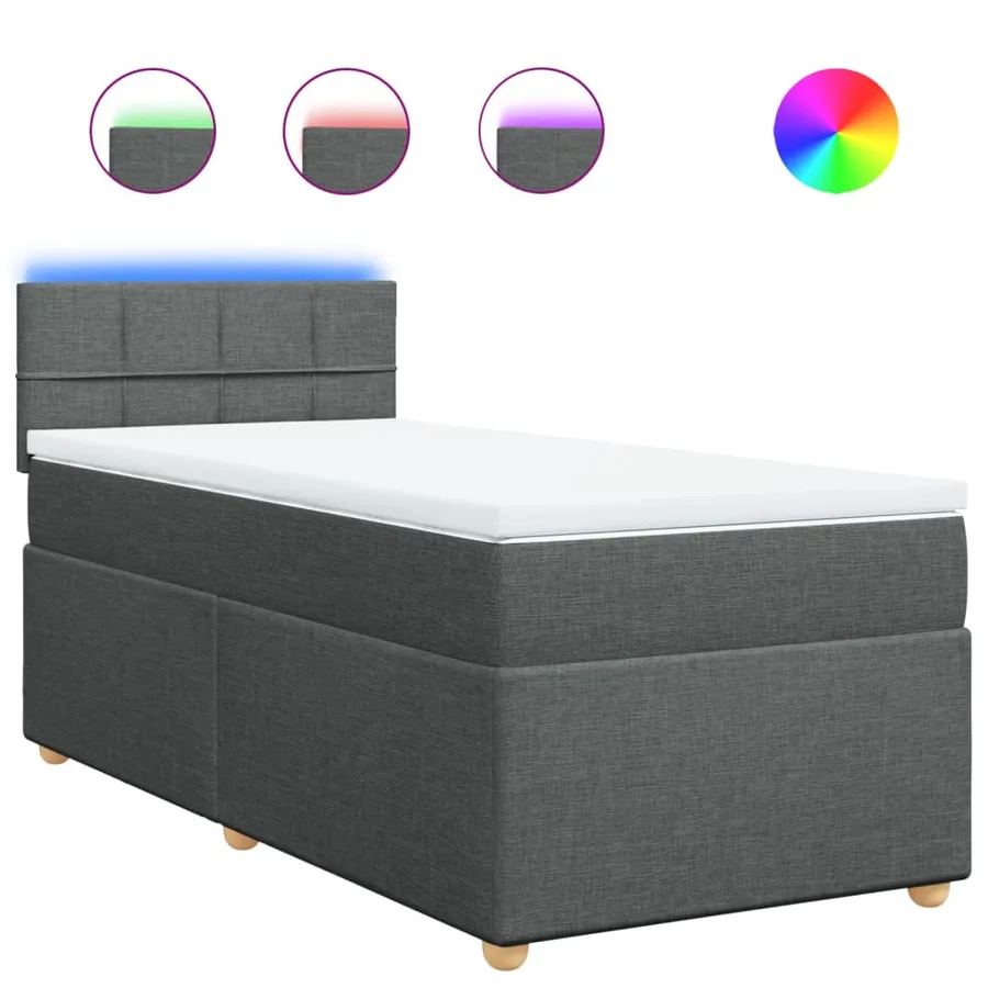 Sommier à lattes de lit avec matelas Gris foncé 80x200 cm Tissu - 2