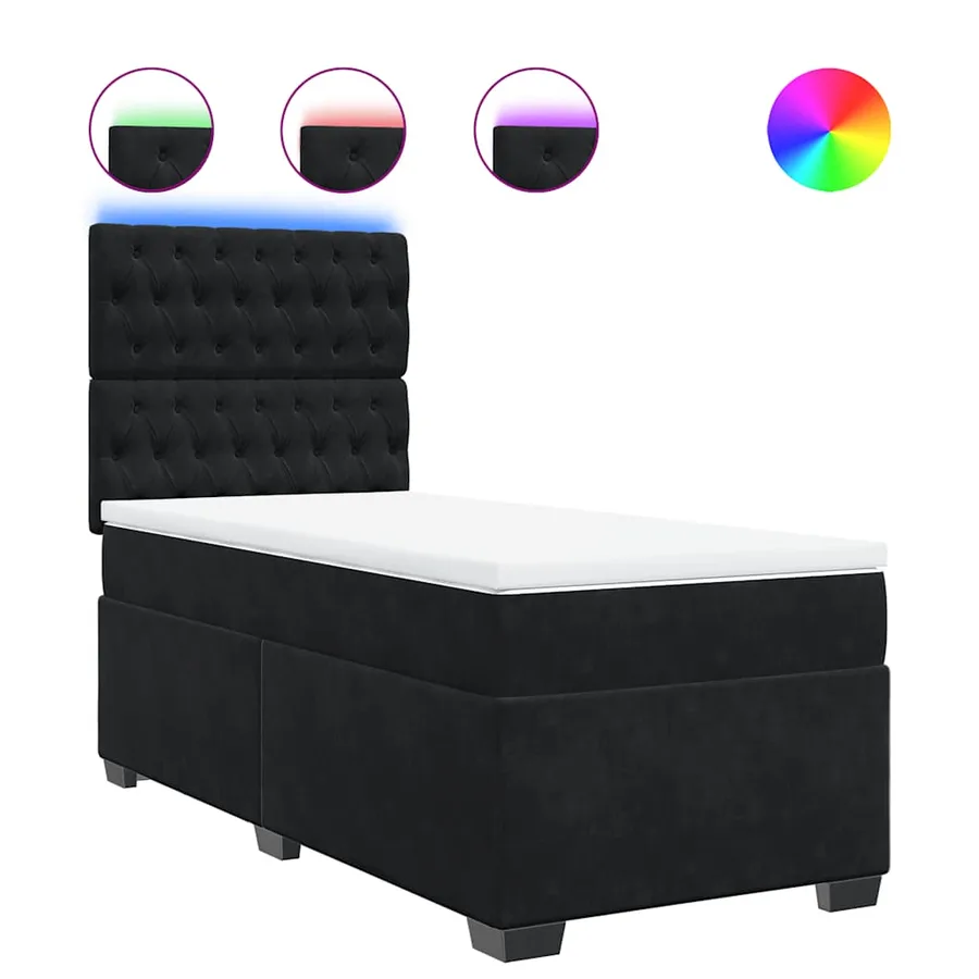 Sommier à lattes de lit avec matelas Noir 100x200 cm Velours - 2