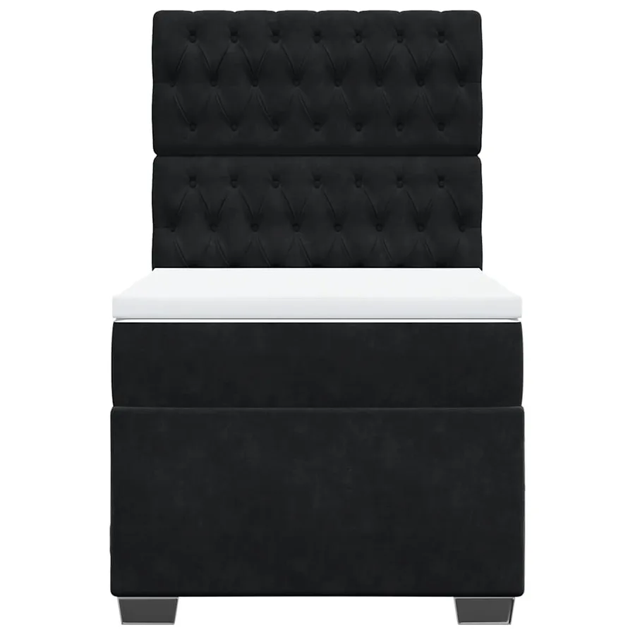 Sommier à lattes de lit avec matelas Noir 100x200 cm Velours - 7