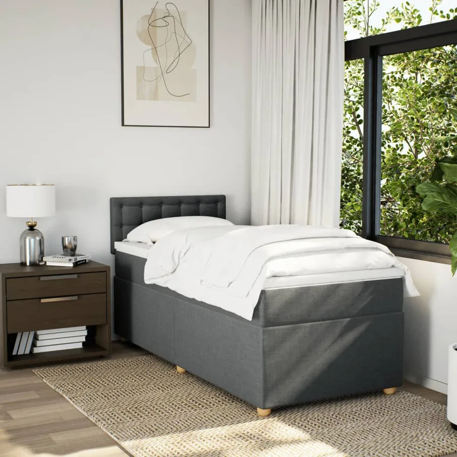 Sommier à lattes de lit avec matelas Gris foncé 80x200 cm Tissu - 4
