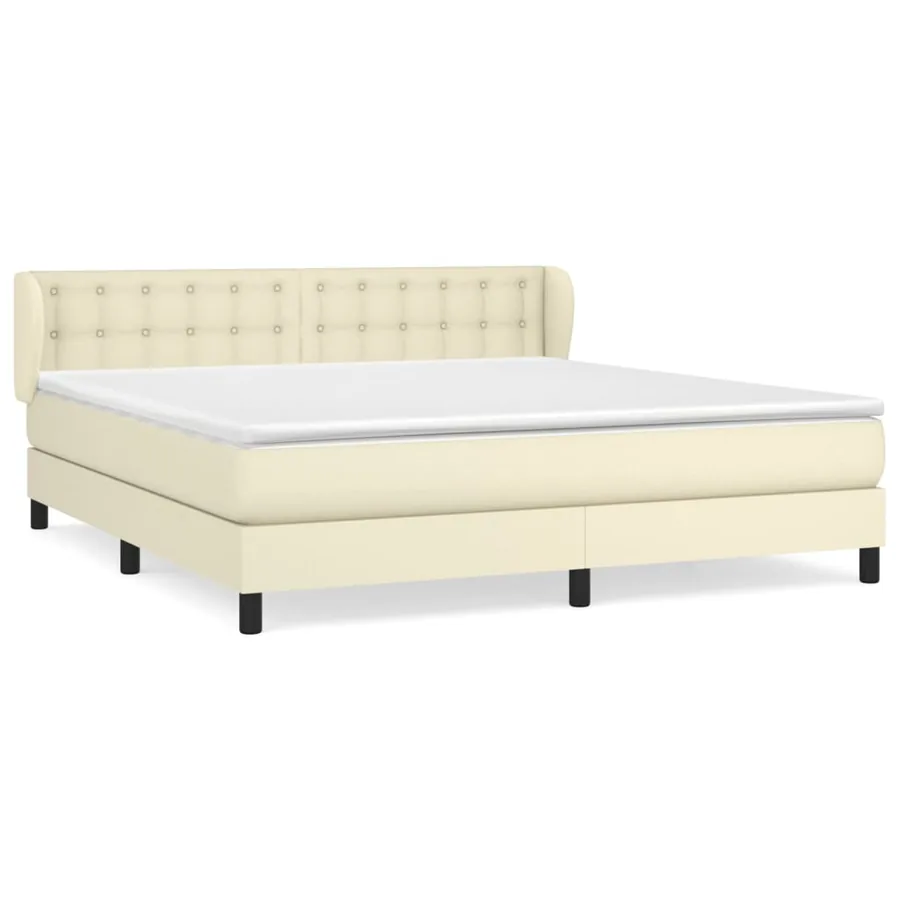 Sommier à lattes de lit avec matelas Crème 160x200cm Similicuir - 2