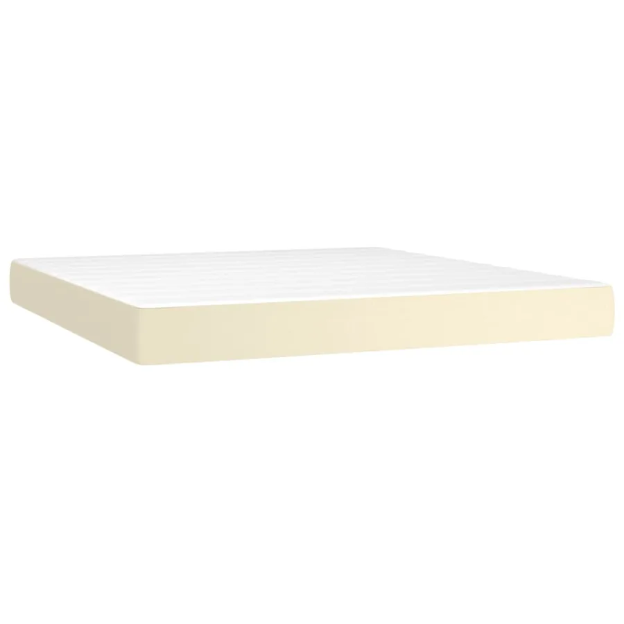 Sommier à lattes de lit avec matelas Crème 160x200cm Similicuir - 5