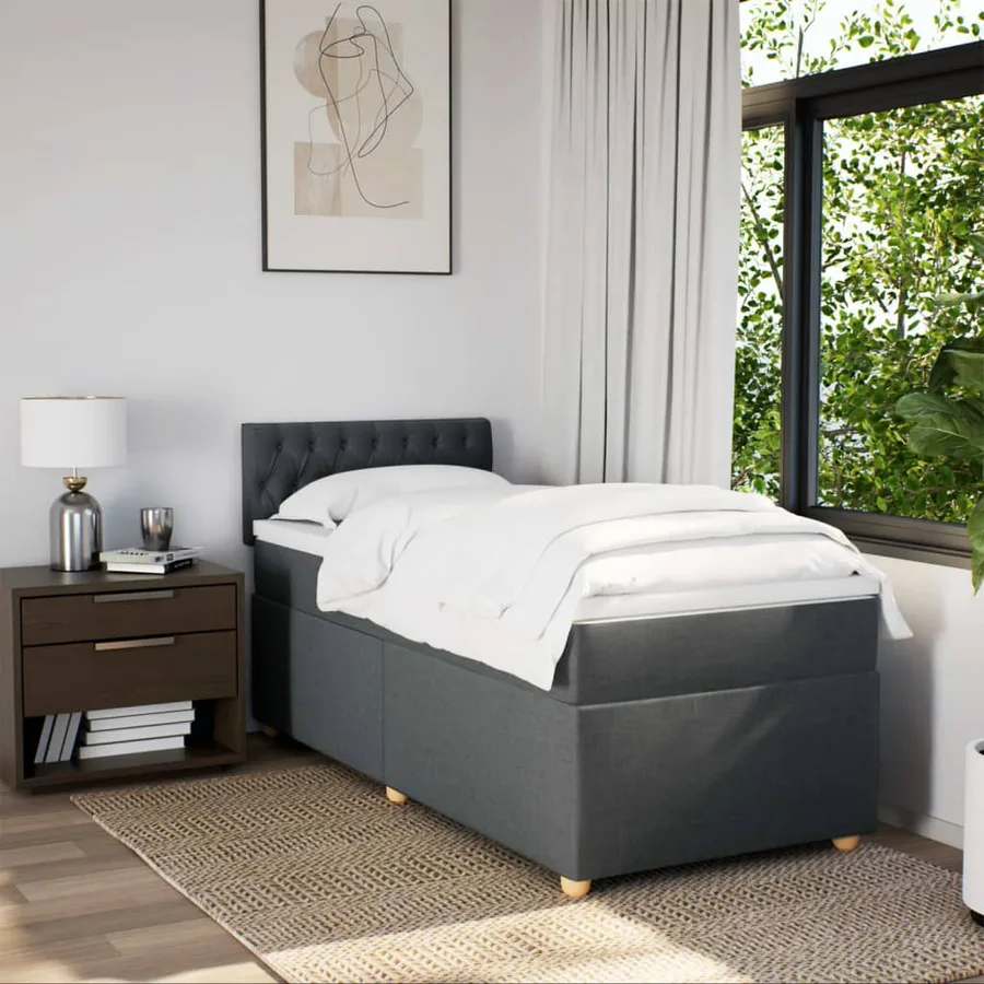 Sommier à lattes de lit avec matelas Gris foncé 80x200 cm Tissu - 3