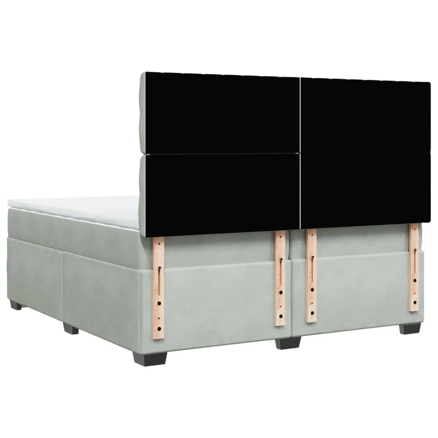 Sommier à lattes de lit et matelas Gris clair 200x200cm Velours - 12