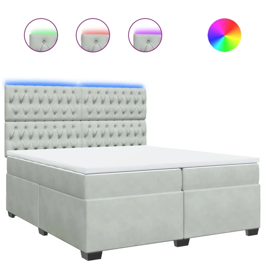 Sommier à lattes de lit et matelas Gris clair 200x200cm Velours - 2