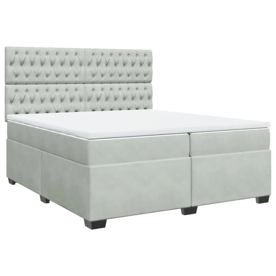 Sommier à lattes de lit et matelas Gris clair 200x200cm Velours - 3