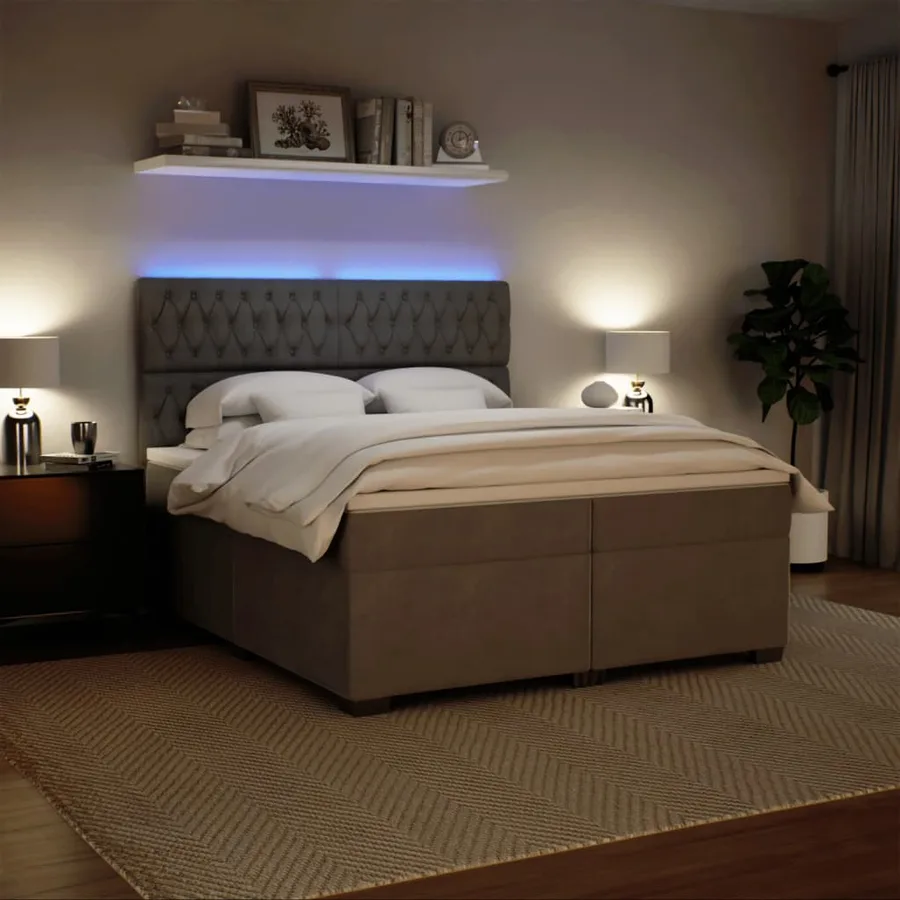 Sommier à lattes de lit et matelas Gris clair 200x200cm Velours - 4