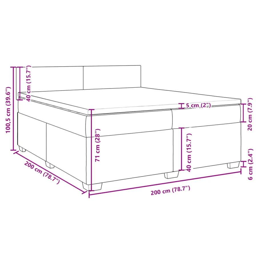 Sommier à lattes de lit et matelas Gris clair 200x200cm Velours - 18
