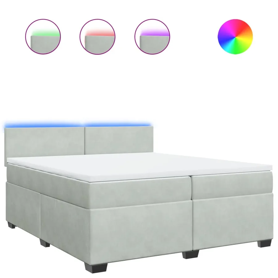 Sommier à lattes de lit et matelas Gris clair 200x200cm Velours - 2