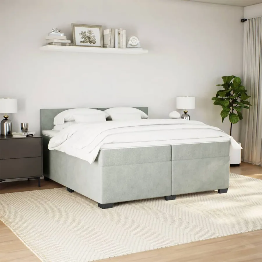 Sommier à lattes de lit et matelas Gris clair 200x200cm Velours - 5