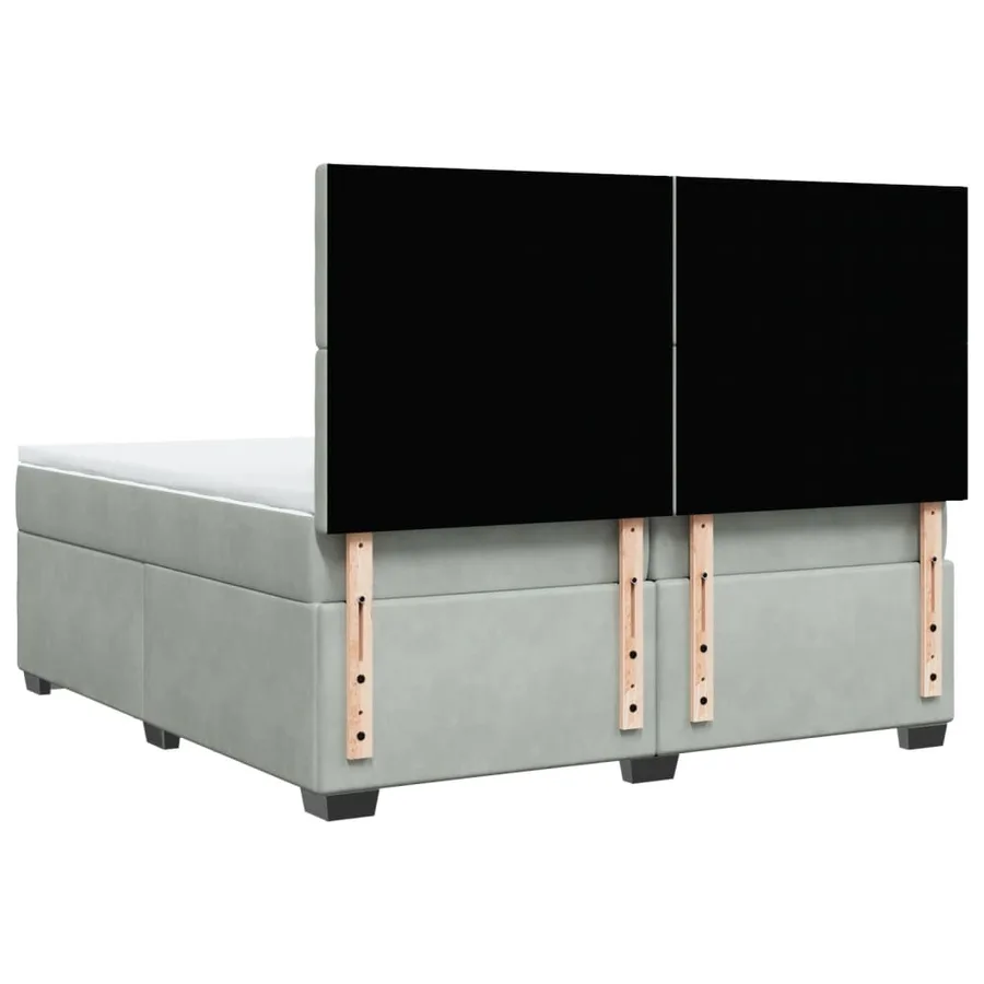 Sommier à lattes de lit et matelas Gris clair 200x200cm Velours - 10