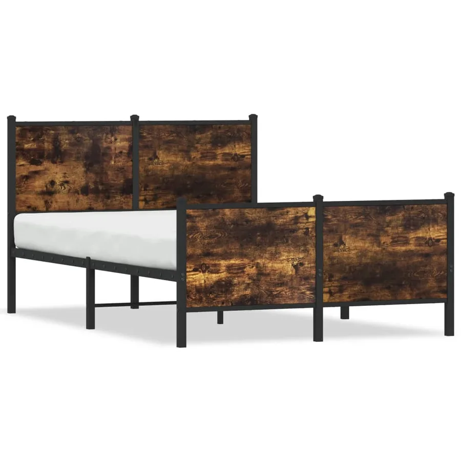 Cadre de lit en métal sans matelas chêne fumé 120x200 cm - 2