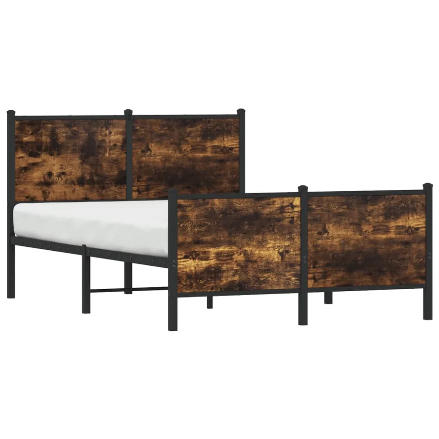Cadre de lit en métal sans matelas chêne fumé 120x200 cm - 4