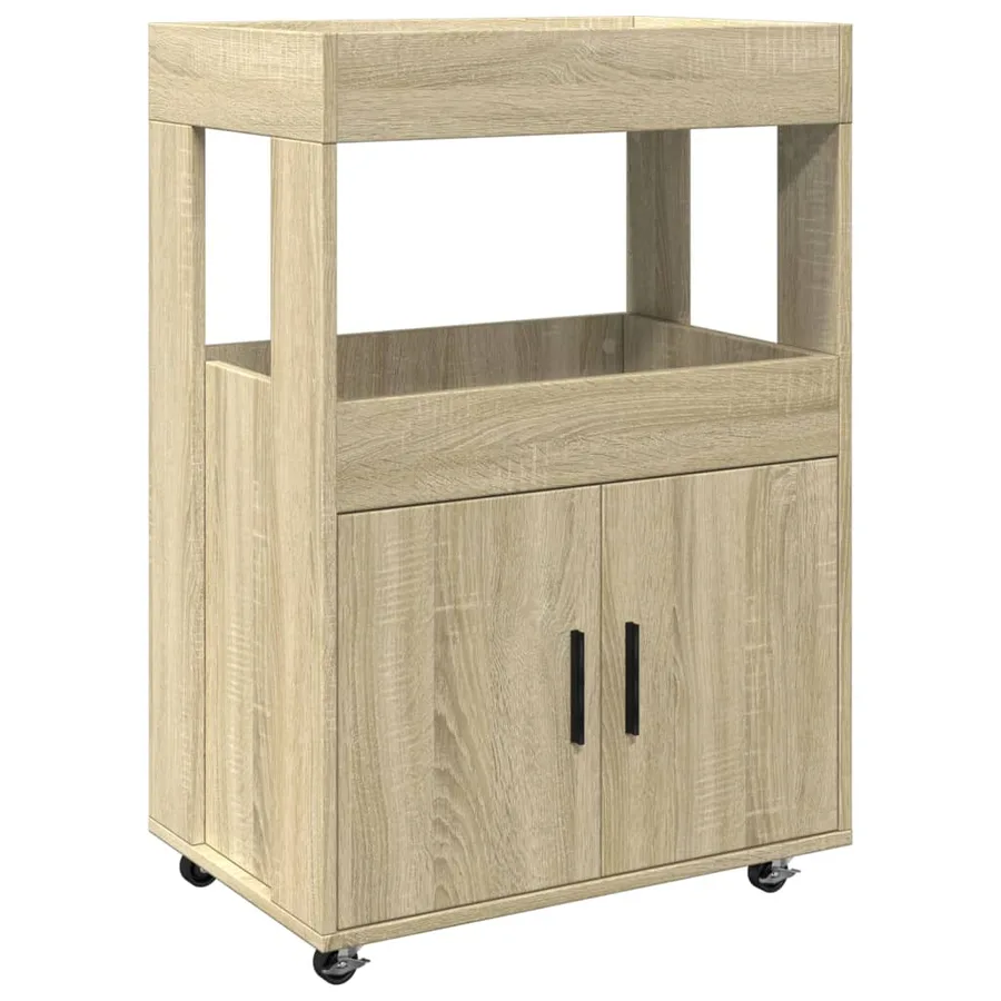 Chariot de bar chêne sonoma 60x39,5x89 cm bois d'ingénierie - 2