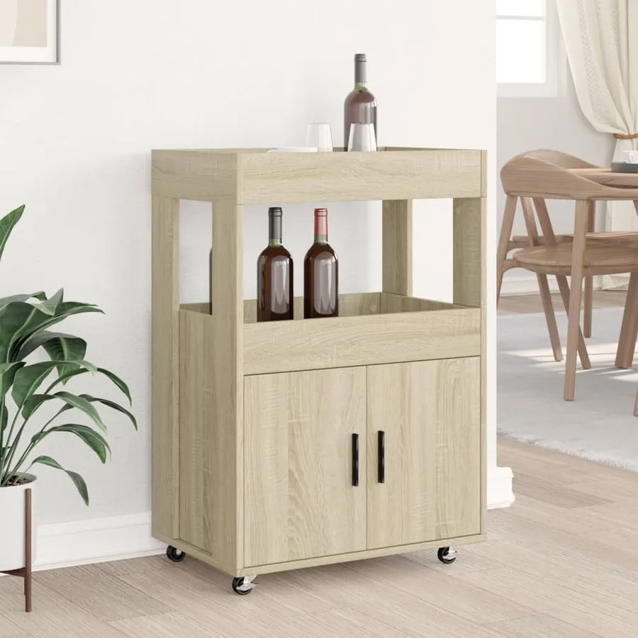 Chariot de bar chêne sonoma 60x39,5x89 cm bois d'ingénierie - 3