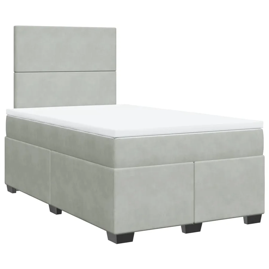 Sommier à lattes de lit et matelas gris clair 120x190cm velours - 2