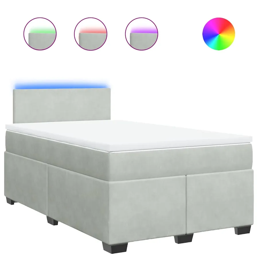 Sommier à lattes de lit et matelas gris clair 120x190cm velours - 2