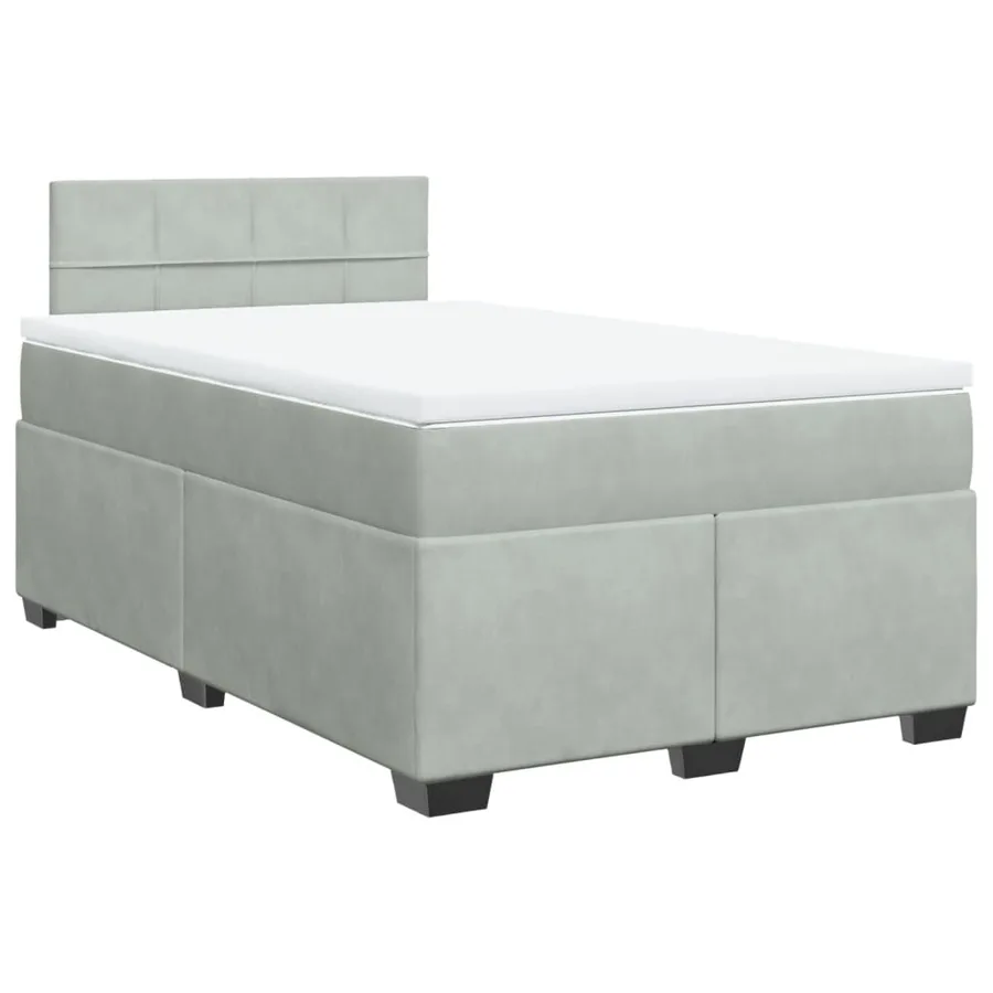 Sommier à lattes de lit et matelas gris clair 120x190cm velours - 2