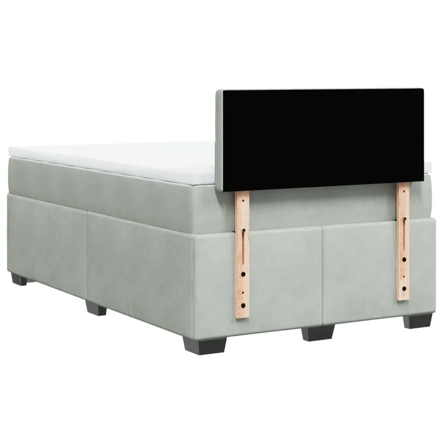 Sommier à lattes de lit et matelas gris clair 120x190cm velours - 10