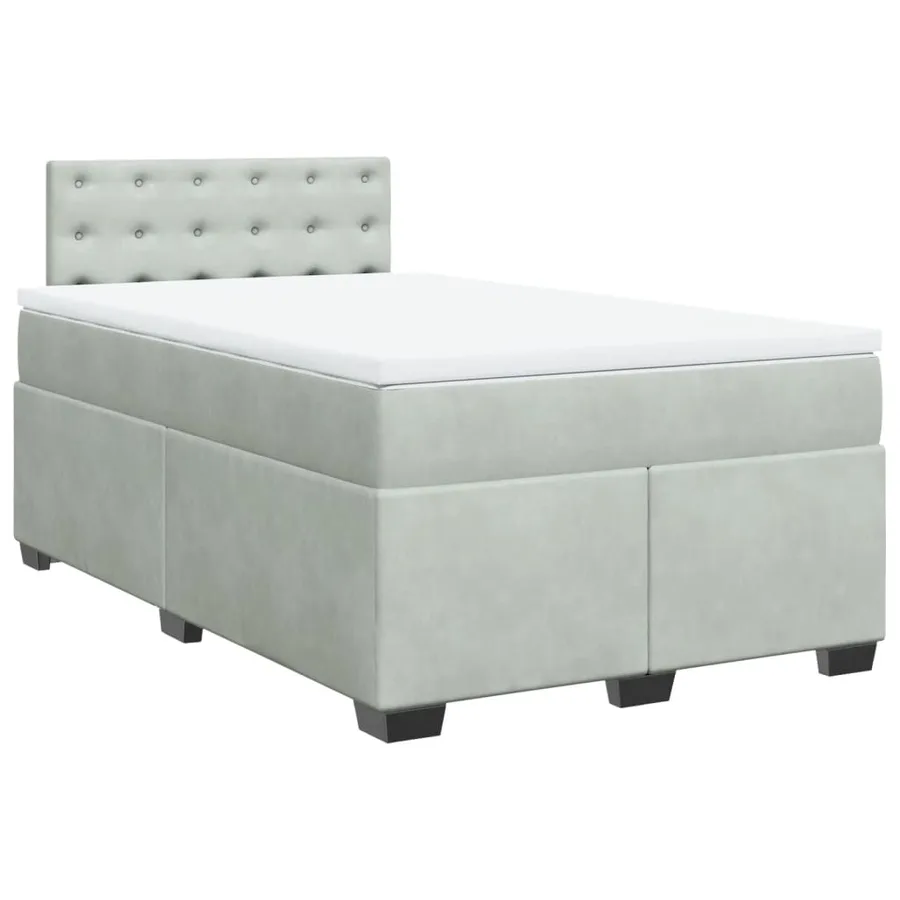 Sommier à lattes de lit et matelas gris clair 120x190cm velours - 2