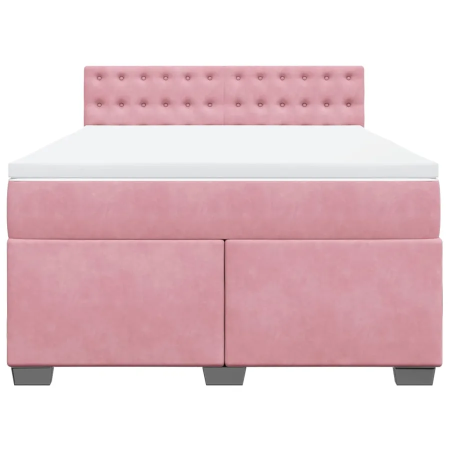 Sommier à lattes de lit avec matelas Rose 140x190 cm Velours - 4