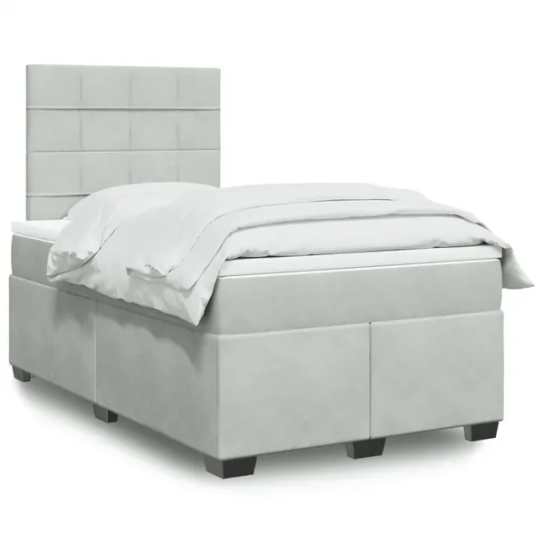 Sommier à lattes de lit et matelas Gris clair 120x200cm Velours