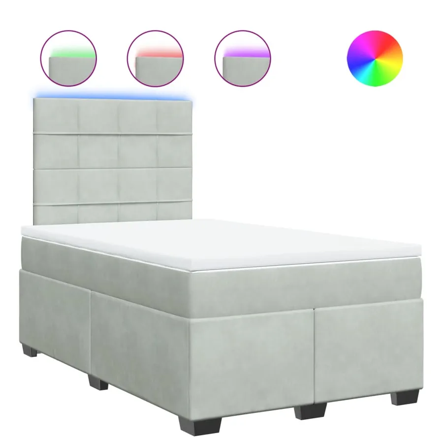 Sommier à lattes de lit et matelas Gris clair 120x200cm Velours - 2