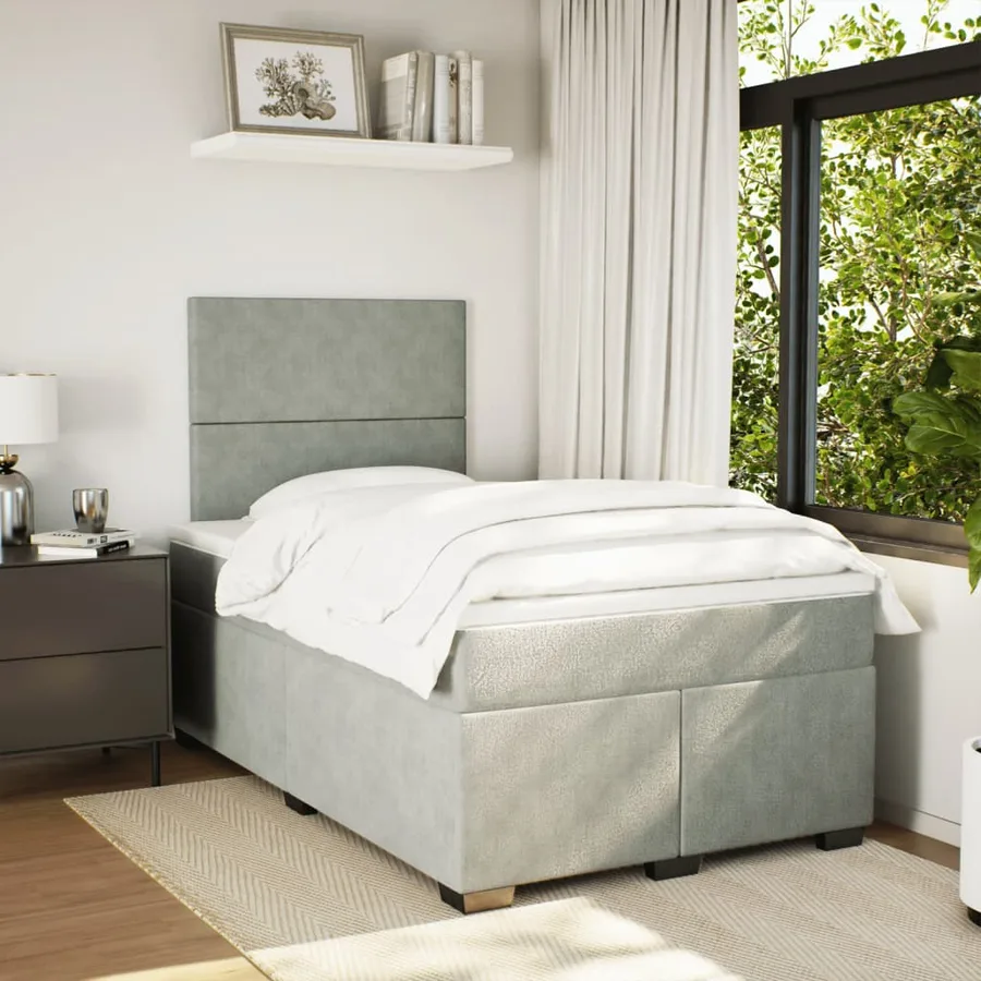 Sommier à lattes de lit et matelas Gris clair 120x200cm Velours - 4