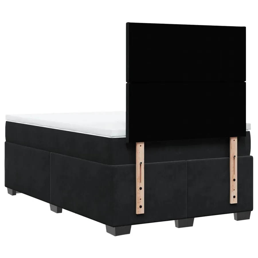 Sommier à lattes de lit avec matelas noir 120x190 cm velours - 12