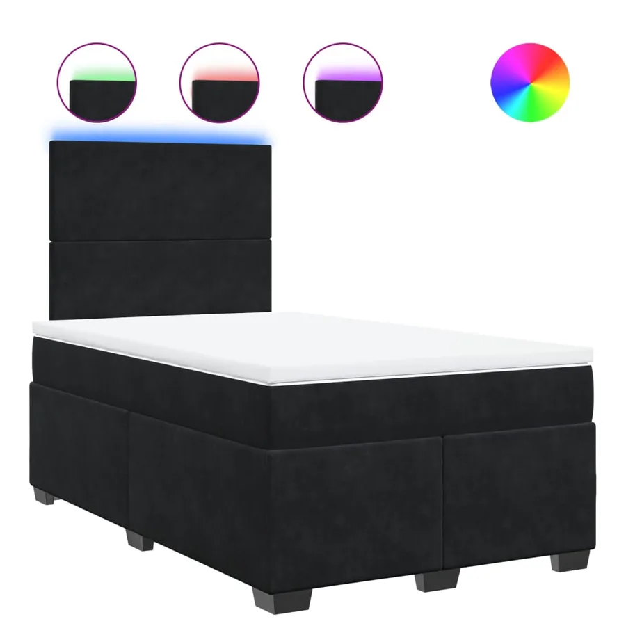 Sommier à lattes de lit avec matelas noir 120x190 cm velours - 2