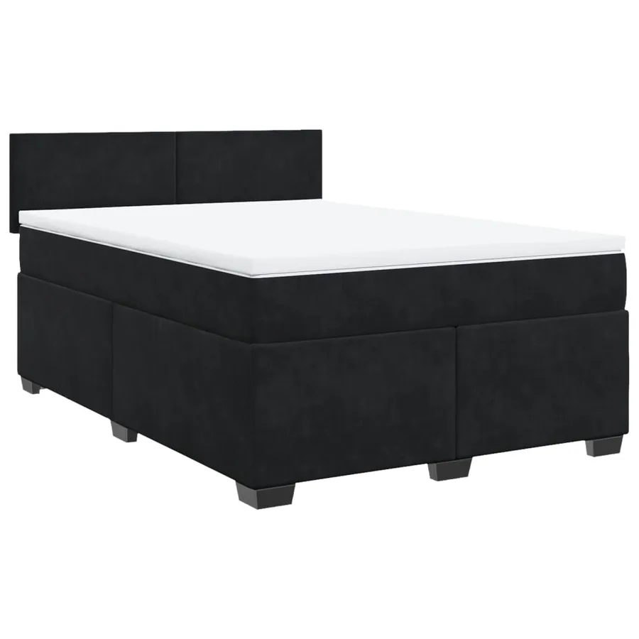 Sommier à lattes de lit avec matelas Noir 140x190 cm Velours - 2